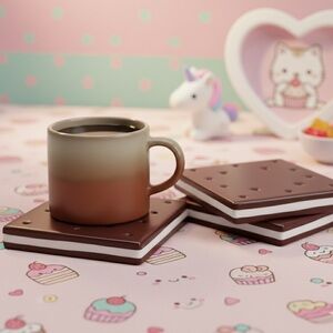 Ice Cream Sandwich Coaster Set – Platform Coasters – Brown & White – Handmade